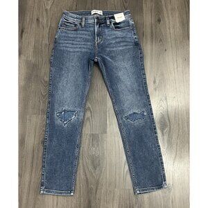 Abercrombie Kids Girls 13/14 Taper Fit Jeans Light Wash Denim Distressed